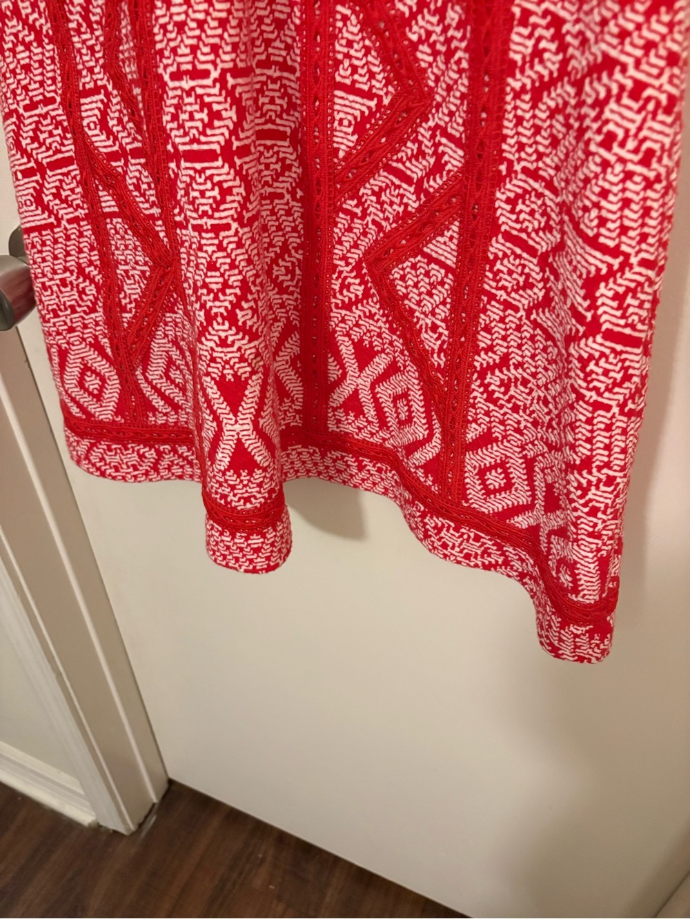 Maeve Red and White Patterned Sleeveless Midi Dress size medium - Picture 6 of 9